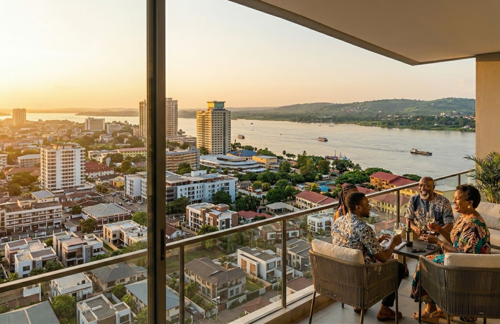 Vue panoramique de Kinshasa avec le fleuve Congo